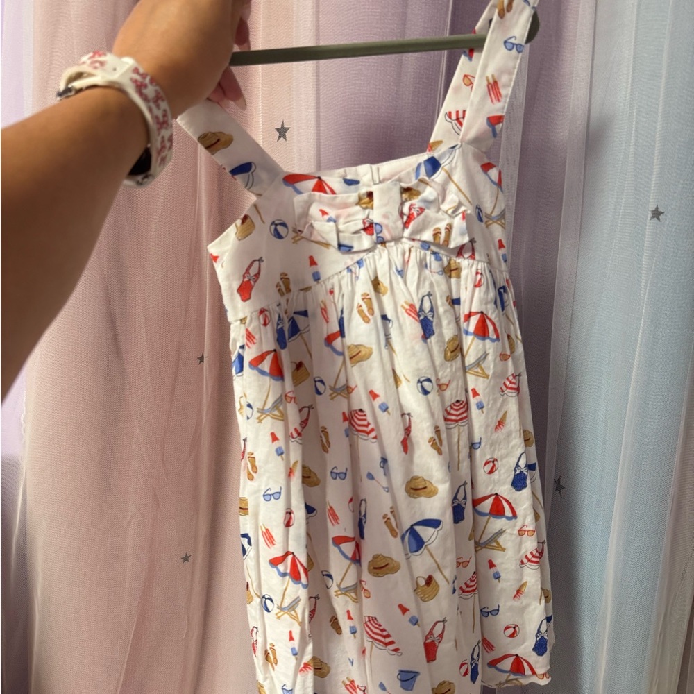 Janie and Jack White Dress with Colorful Beach Print
